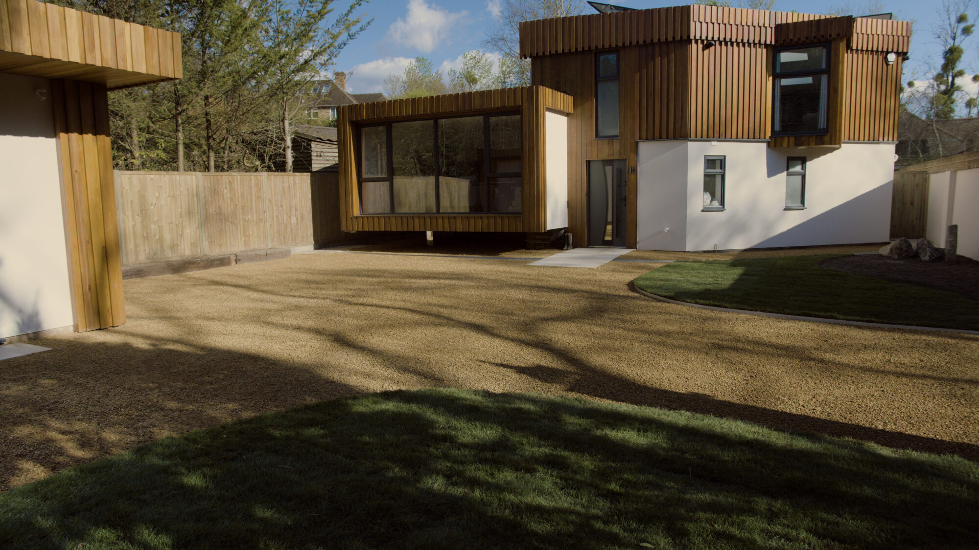 Finished CORE DRIVE driveway showing smooth, stable gravel surface with no visible grid.